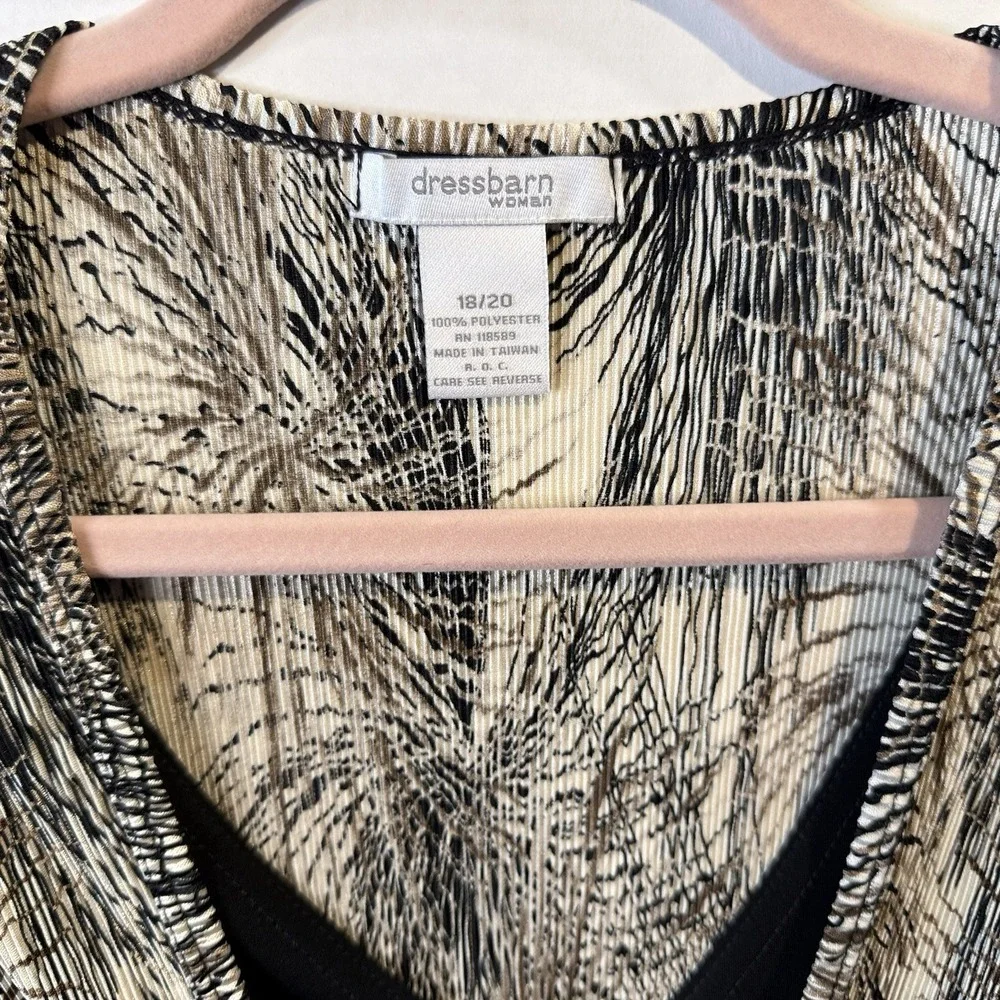 DressBarn Y2K Women's Plus 18/20 Black Gold Crinkle Top Asymmetrical Stretch - Picture 6 of 9